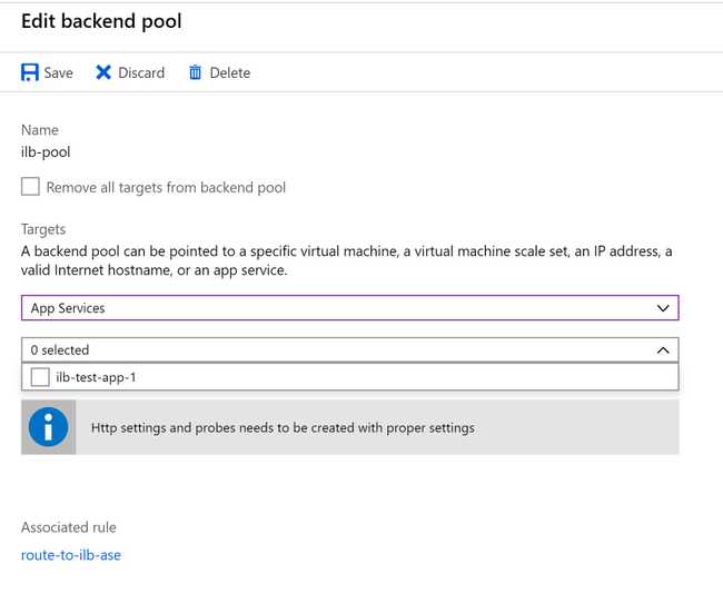 The wrong way to set up the App Gateway backend pool in Azure Portal